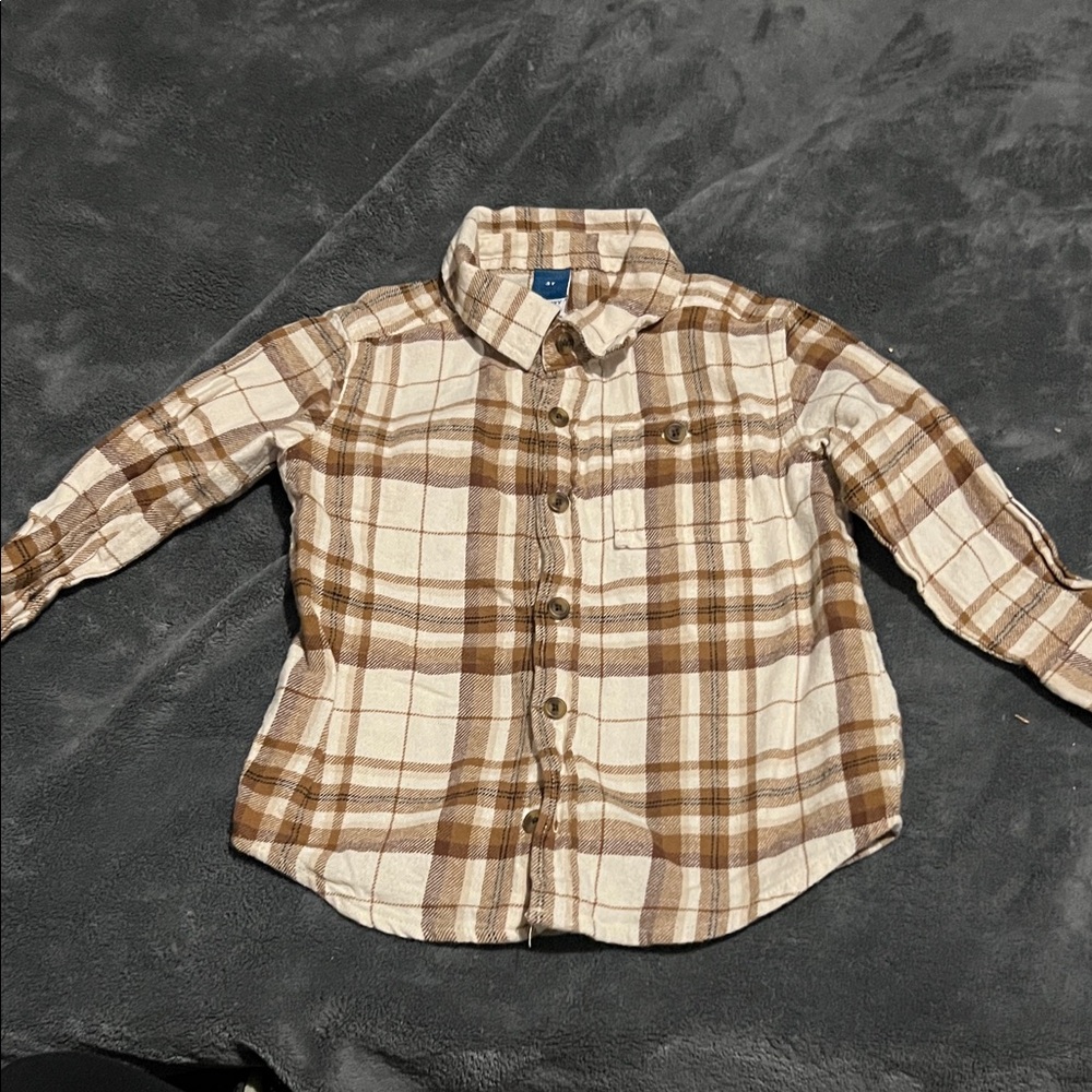 Old Navy Kids Plaid Shirt in Brown and White